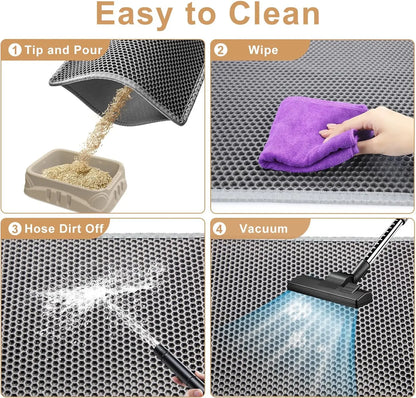 Cat Litter Mat Double Layer Pet Non Slip Big Pet Litter Box Filter Matwear Resistant Waterproof Anti-Slip Cat Litter Mat